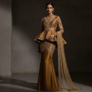 Aurum Éclat Peplum Gown