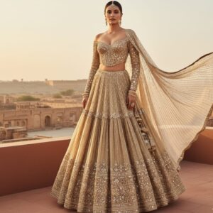 Geometria Royale Copper Lehenga