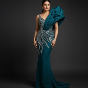 Celeste Teal Sculpted Gown