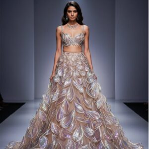 Emerald Wave Embroidered Lehenga