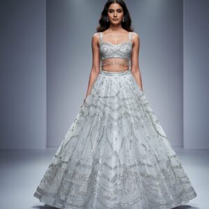 Ivory Mist Crystal Lehenga