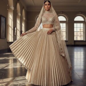 Steel Empress Structured Coat Lehenga
