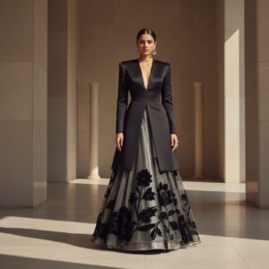 Ivory Whisper Cape Lehenga