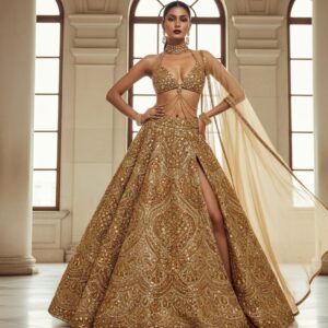 Starlit Navy Crystal Lehenga