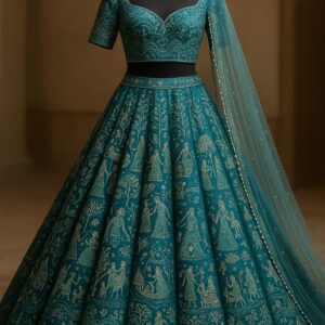 Royal Teal Heritage Lehenga