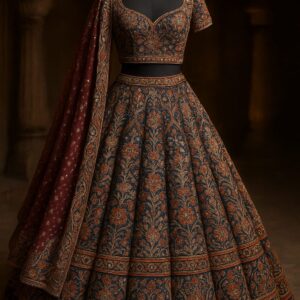 Blush Peach Floral Garden Lehenga