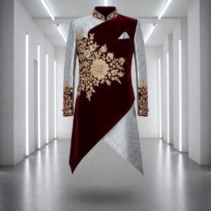 Imperial Crimson Velvet Sherwani