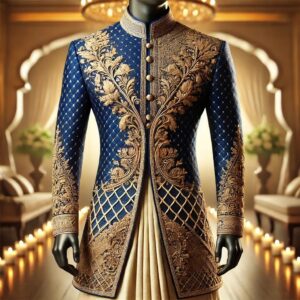 Maharaja Azure Embroidered Sherwani