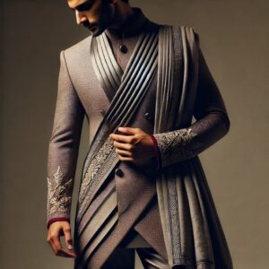 Regal Draped Maharaja Sherwani